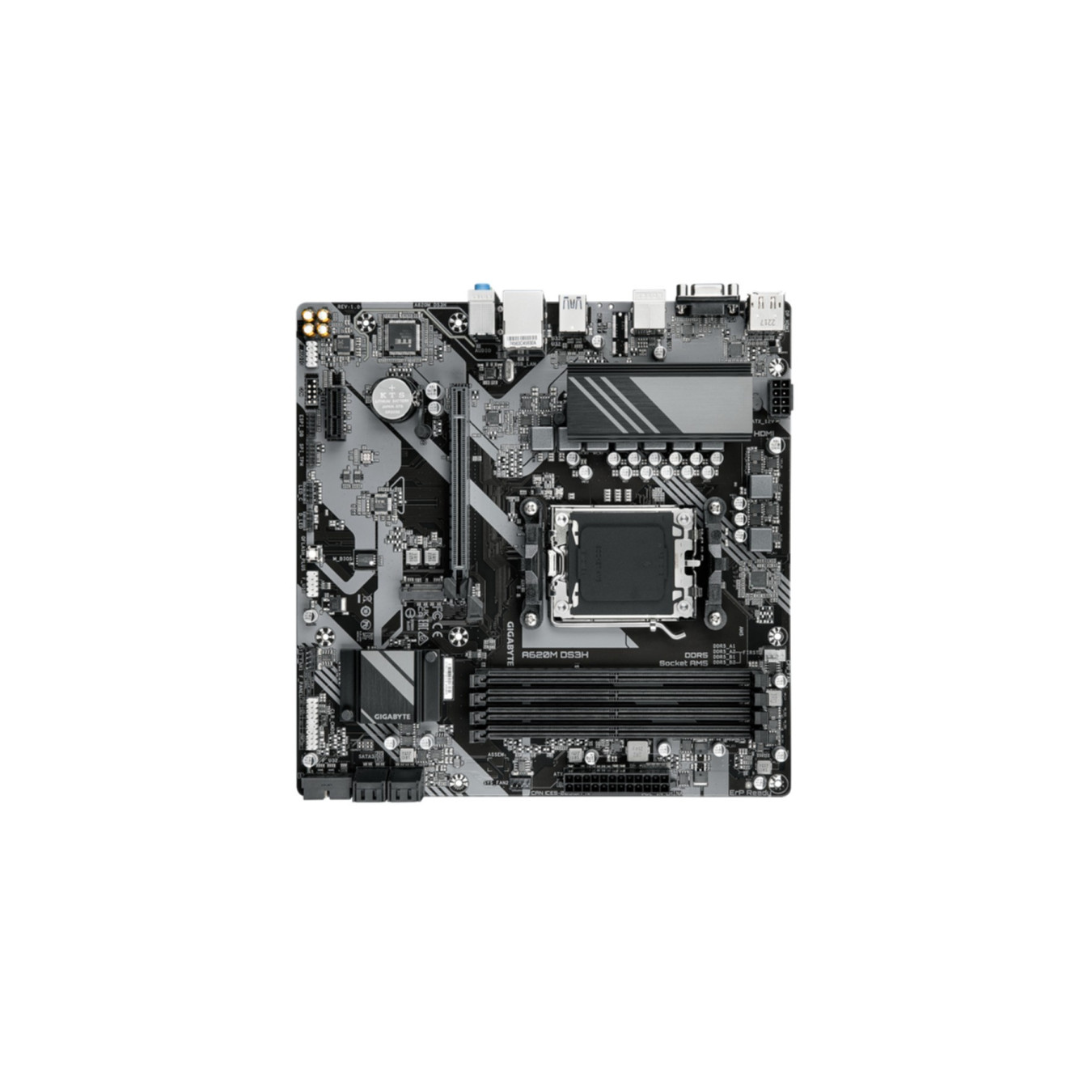 Gigabyte GA-A620M DS3H - AM5 Micro-ATX Motherboard, AMD A620, DDR5 up to 192GB, HDMI 2.1 & DP1.4, Brown