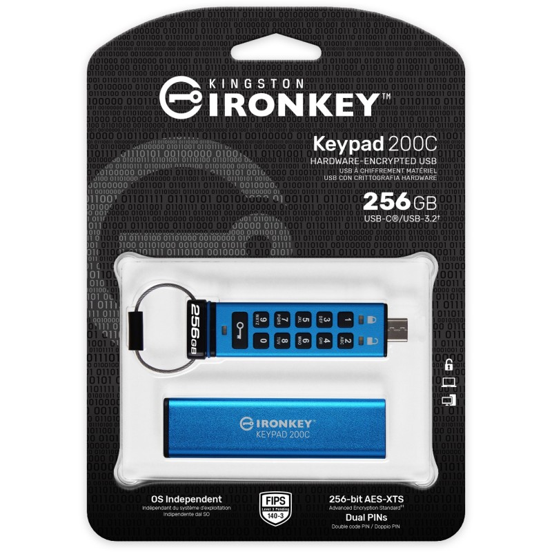 Buy Kingston IronKey Keypad - 200C - 256GB USB-C AES-256 Portable Security Drive in Cyprus, Nicosia, Limassol, Larnaka, Pafos