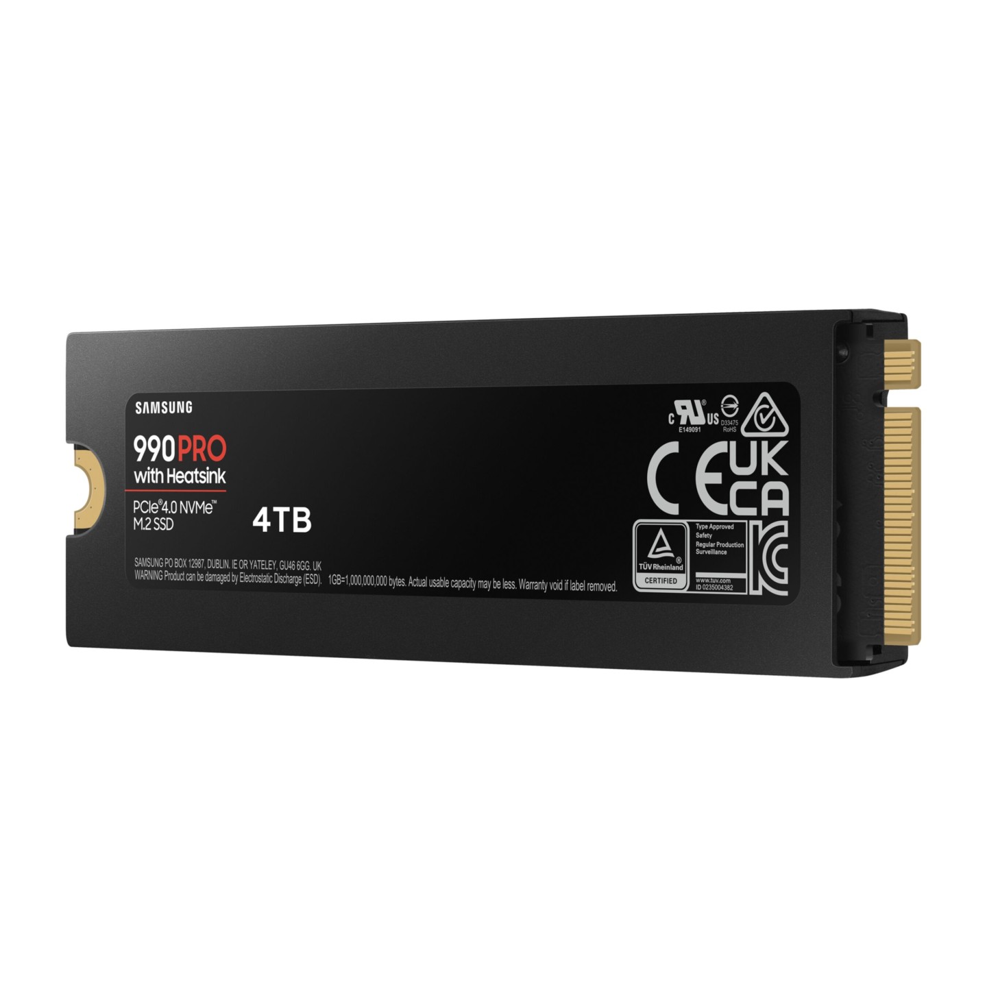 Samsung 990 PRO 4TB M.2 2280 NVMe SSD with Heatsink - PCIe 4.0 x4 7450 MB/s - MZ-V9P4T0CW (Boxed)