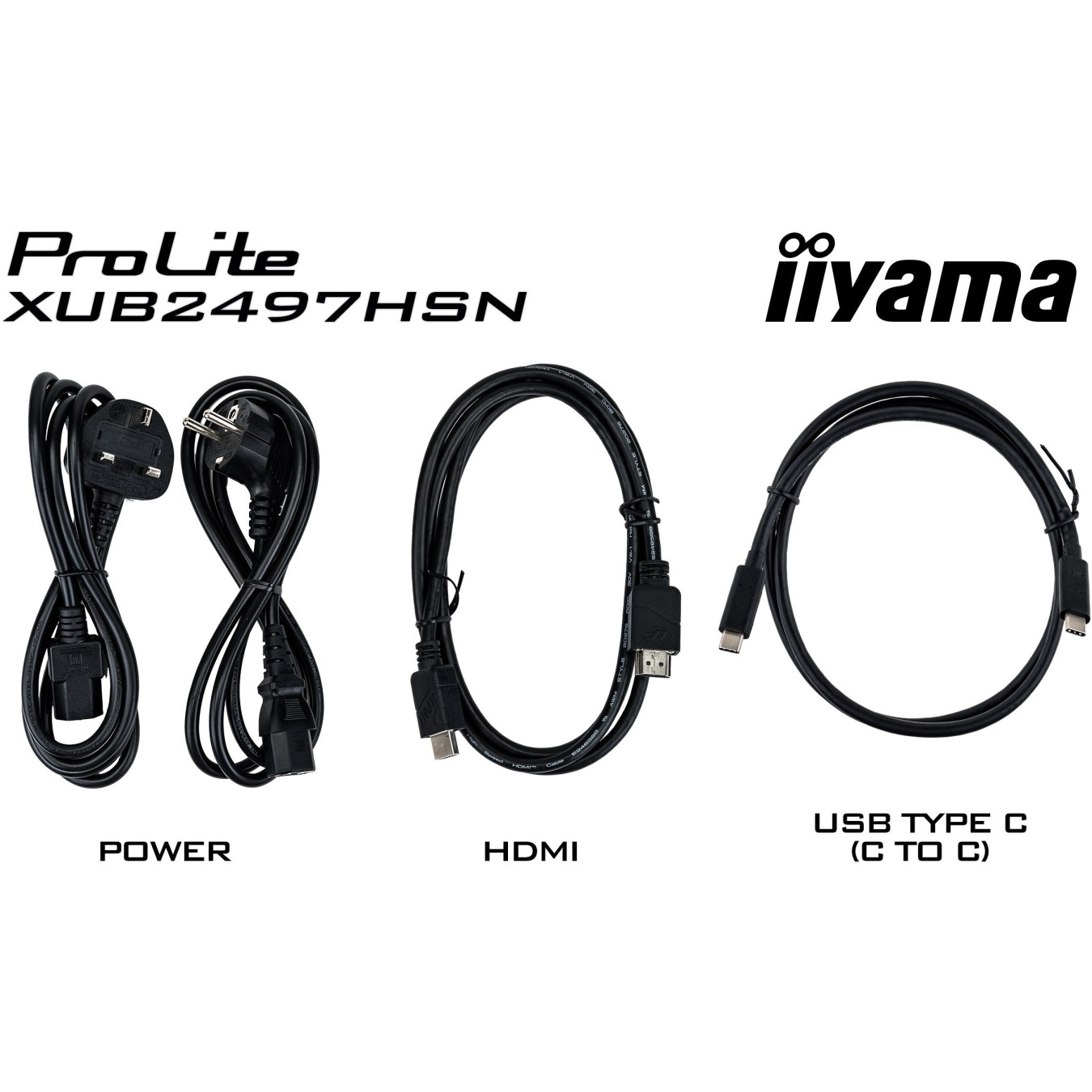 IIYAMA 60.5cm (23.8') XUB2497HSN-W2 16:9 HDMI+DP+USB-C Lift - XUB2497HSN-W2 - 23.8 inch, adjustable height monitor