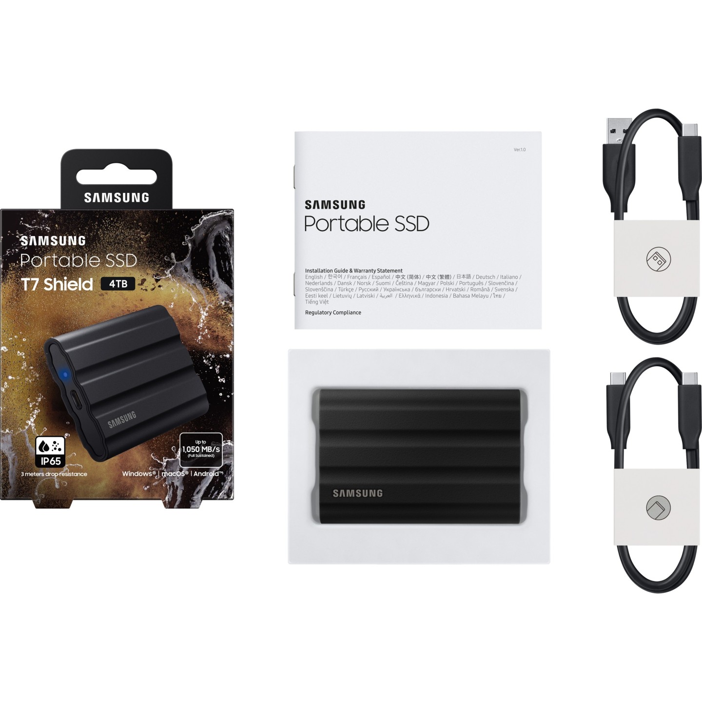 Samsung Portable T7 Shield - T7 Shield - Black, 4TB, USB-C Gen2 — Buy in Cyprus with Fast Delivery