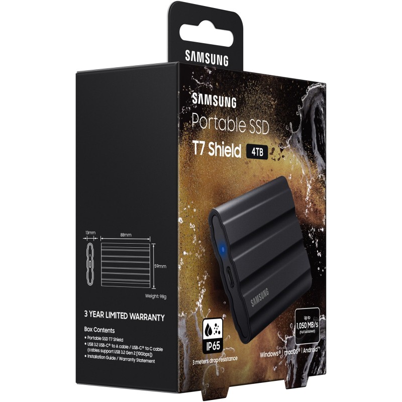 Buy Samsung Portable T7 Shield - T7 Shield - Black, 4TB, USB-C Gen2 in Cyprus, Nicosia, Limassol, Larnaka, Pafos