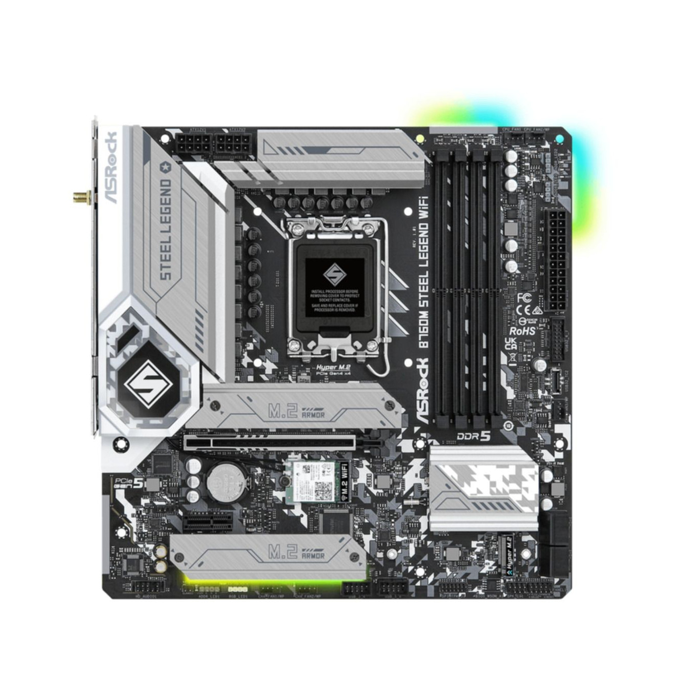 ASRock B760M Steel Legend WiFi - B760M - LGA1700, microATX, DDR5, Wi‑Fi 6E, 2.5Gb LAN, Bluetooth 5.3, 128GB support