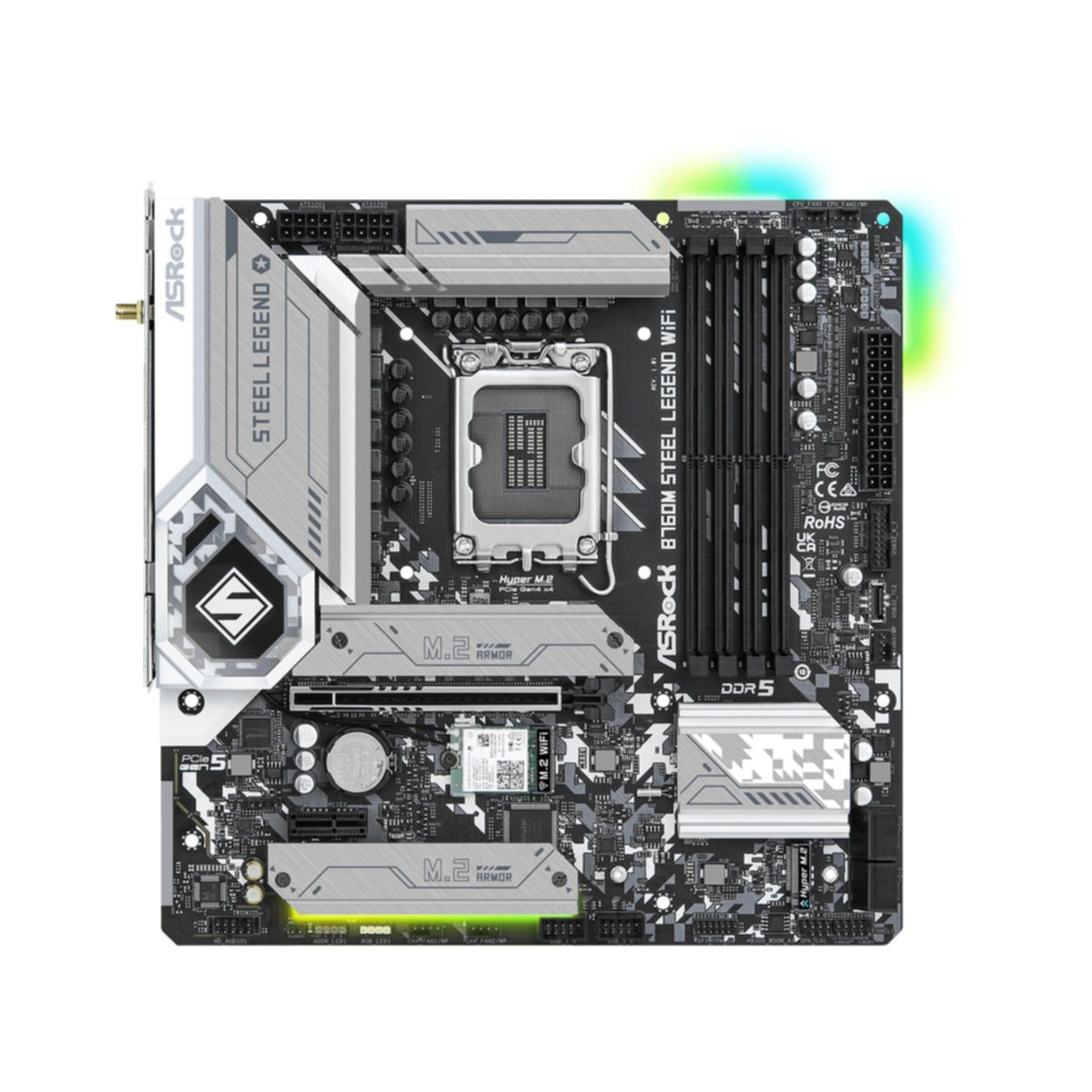 ASRock B760M Steel Legend WiFi - B760M - LGA1700, microATX, DDR5, Wi‑Fi 6E, 2.5Gb LAN, Bluetooth 5.3, 128GB support