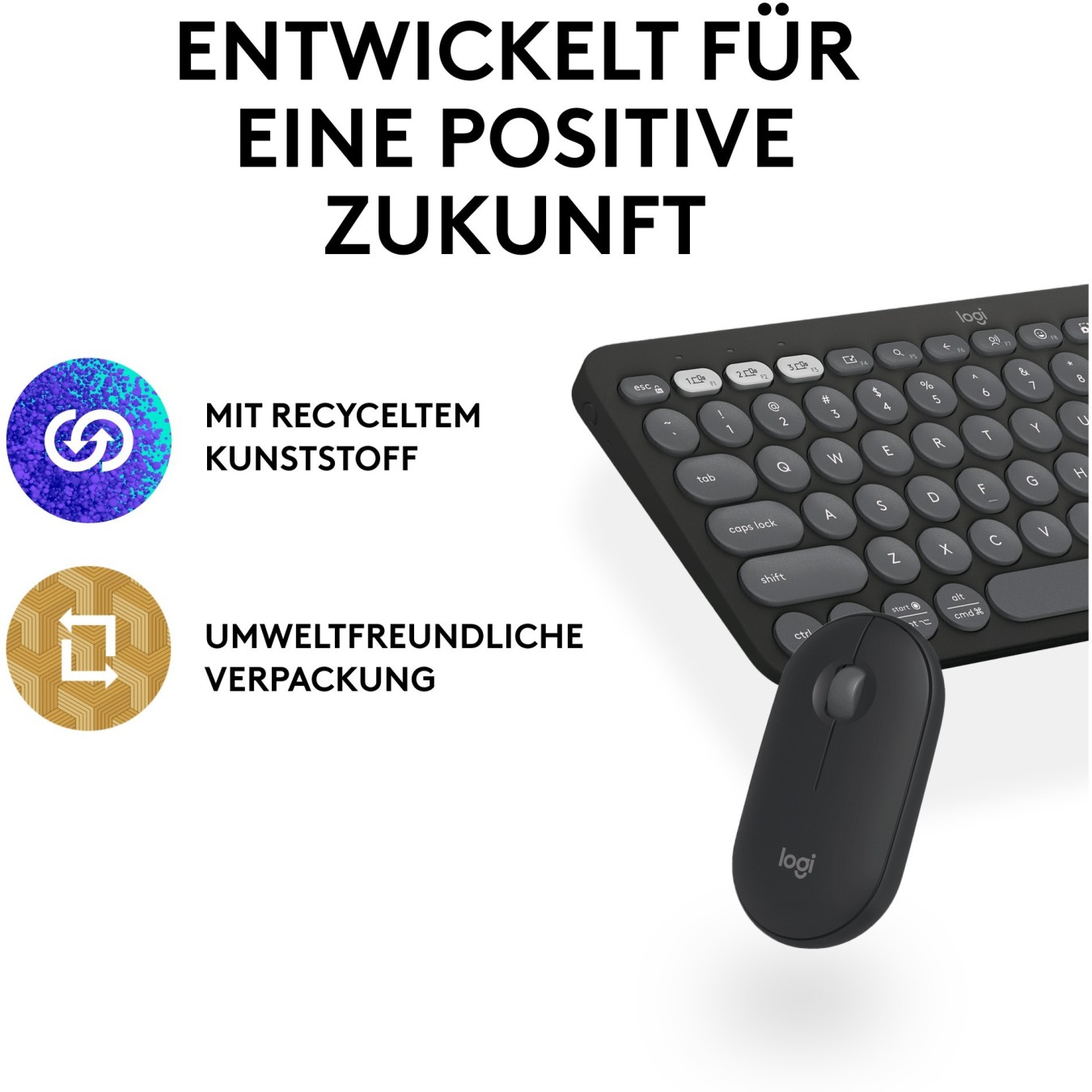 Logitech Pebble 2 Combo - Pebble 2 - Graphite, Tri-Mode Wireless Keyboard — Buy in Cyprus with Fast Delivery