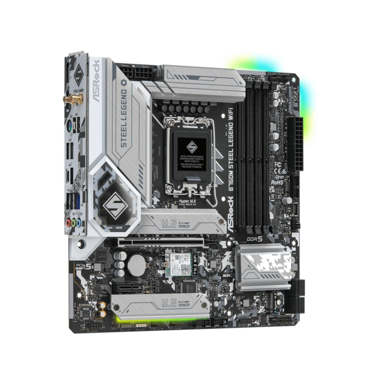 ASRock B760M Steel Legend WiFi - B760M - LGA1700, microATX, DDR5, Wi‑Fi 6E, 2.5Gb LAN, Bluetooth 5.3, 128GB support
