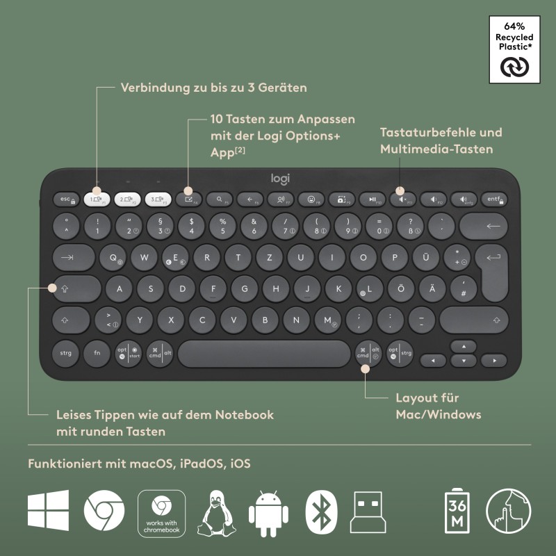 Buy Logitech Pebble 2 Combo - Pebble 2 - Graphite, Tri-Mode Wireless Keyboard in Cyprus, Nicosia, Limassol, Larnaka, Pafos