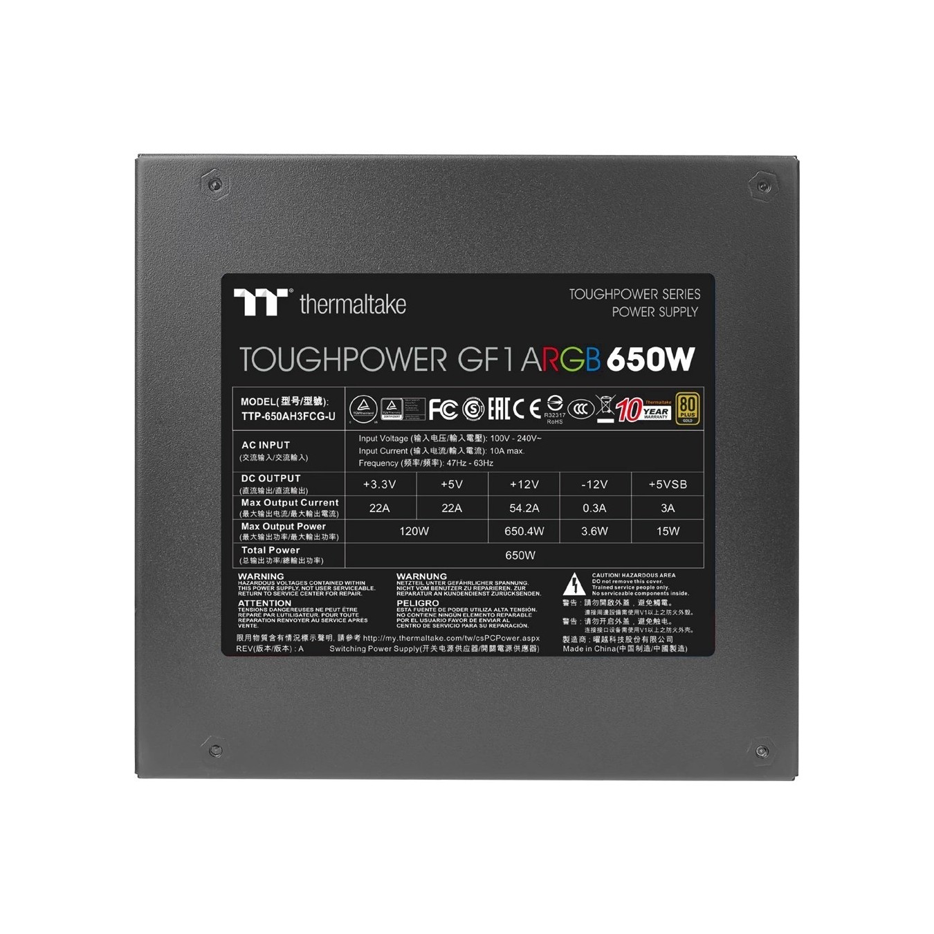 650W Thermaltake Toughpower GF1 ARGB - GF1 - Gold — Buy in Cyprus with Fast Delivery