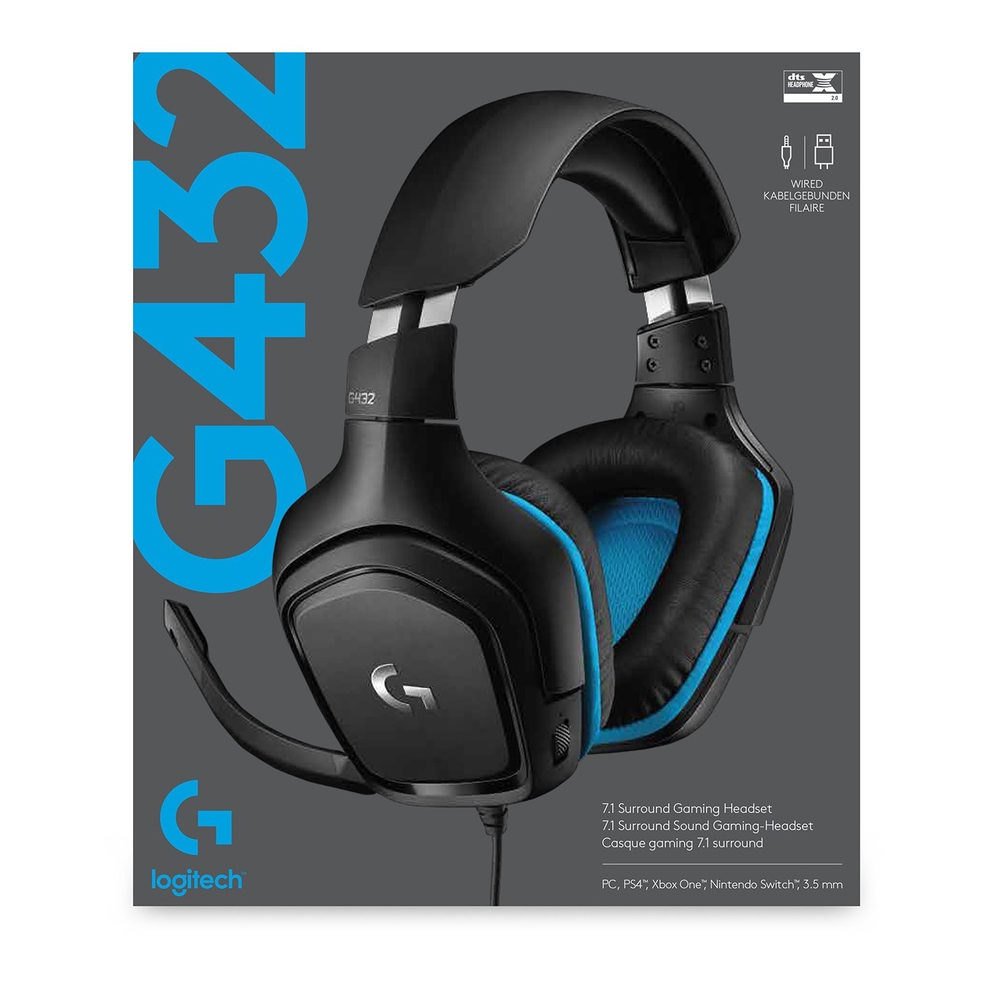 Logitech G432 Gaming Headset - 50mm Drivers DTS 7.1 - 981-000769 (Boxed) — Buy in Cyprus with Fast Delivery