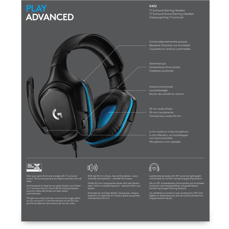 Buy Logitech G432 Gaming Headset - G432 - Over-ear, wired (USB-A, 3.5mm) in Cyprus, Nicosia, Limassol, Larnaka, Pafos