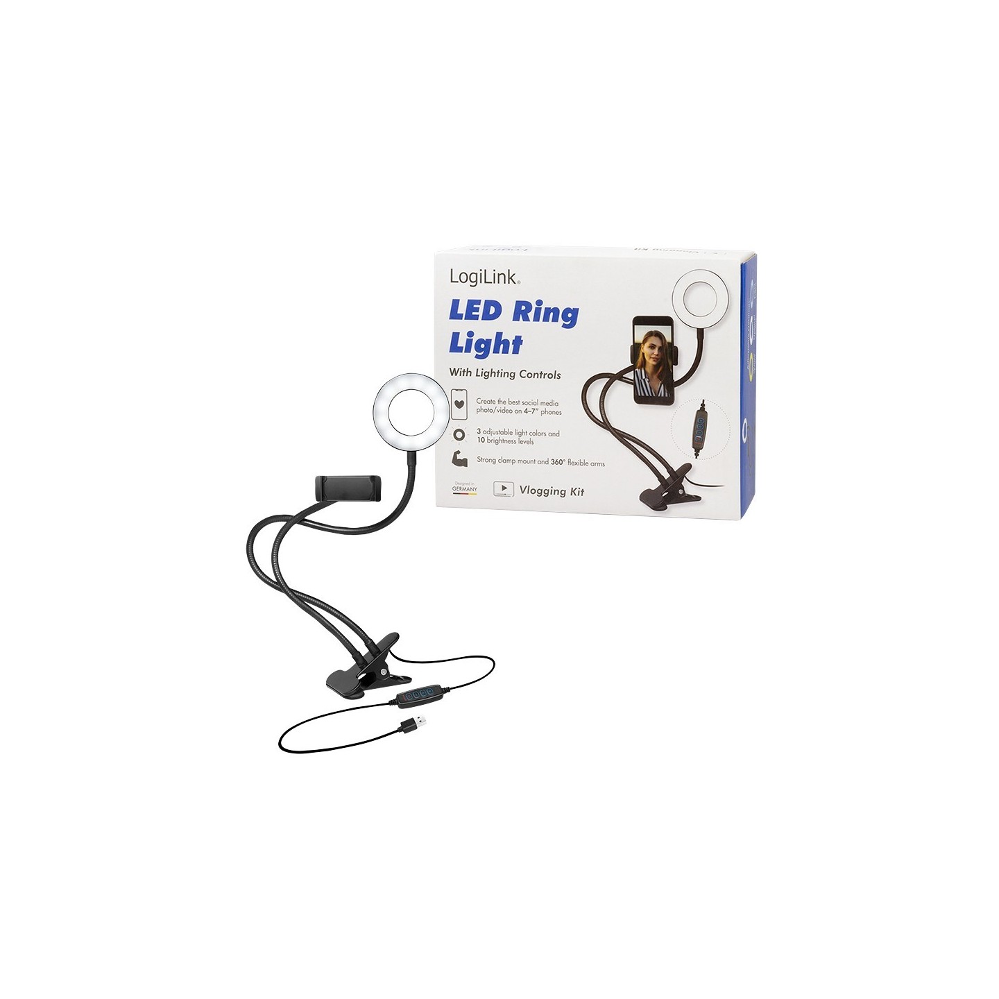 Logilink Smartphone Ring Light Clamp Mount - Diameter 8.5 cm — Buy in Cyprus with Fast Delivery