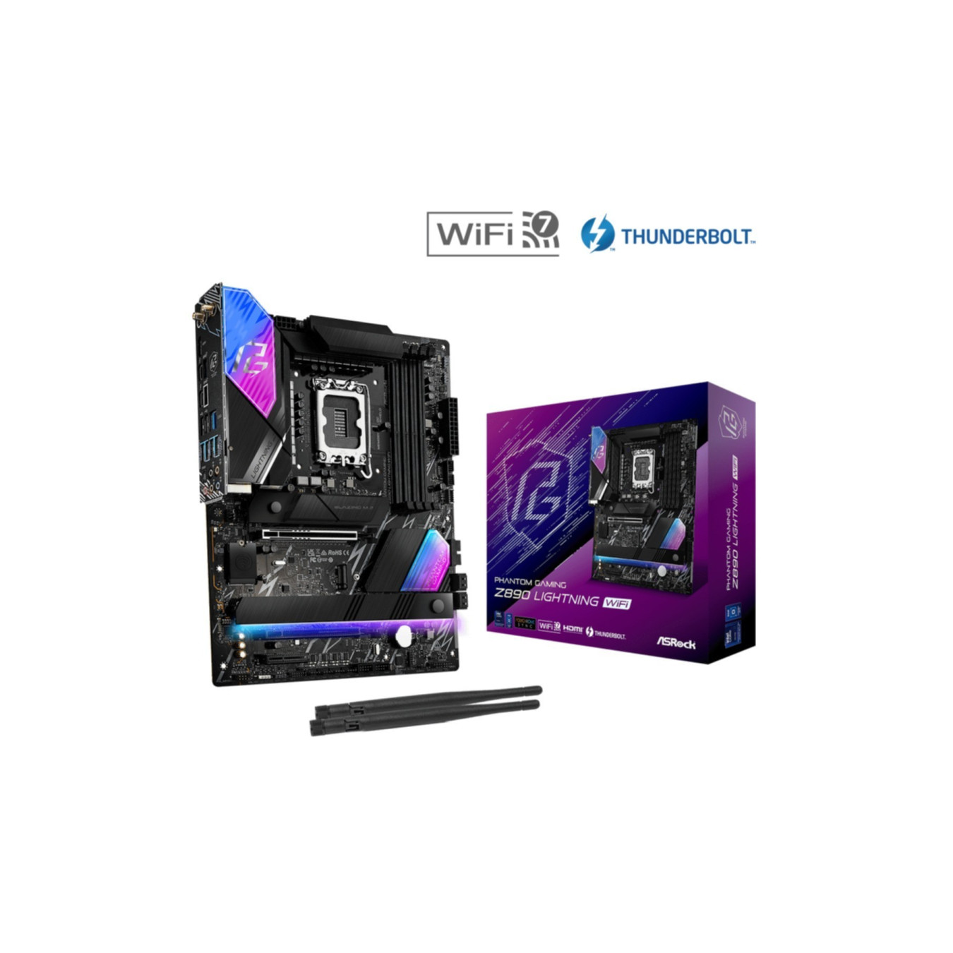 ASRock Z890 Lightning WiFi - LGA1851 ATX Motherboard - DDR5, 256GB Max, PCIe 5.0, Wi-Fi 7 — Buy in Cyprus with Fast Delivery