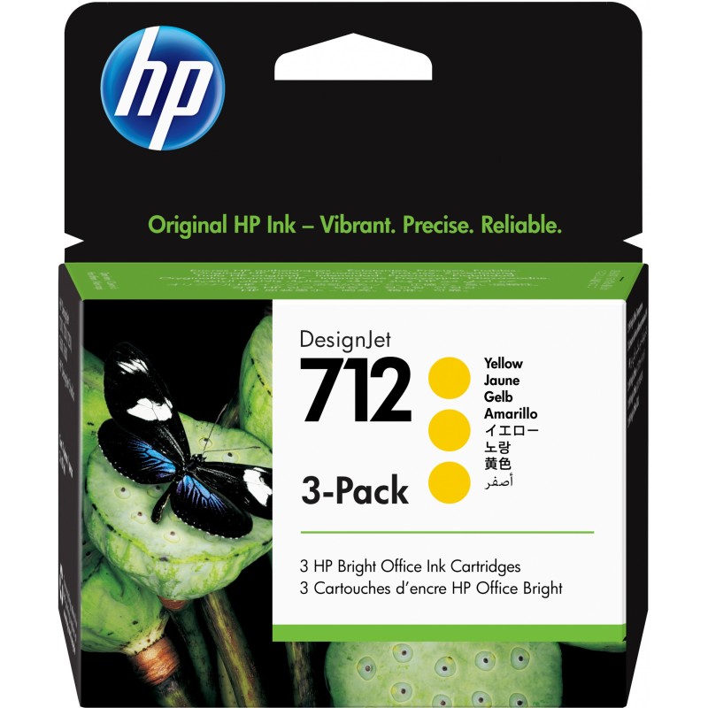 Buy HP 712 Yellow DesignJet Ink Cartridge - 3-Pack (29 ml each) - Model 712 - Co... in Cyprus, Nicosia, Limassol, Larnaka, Pafos