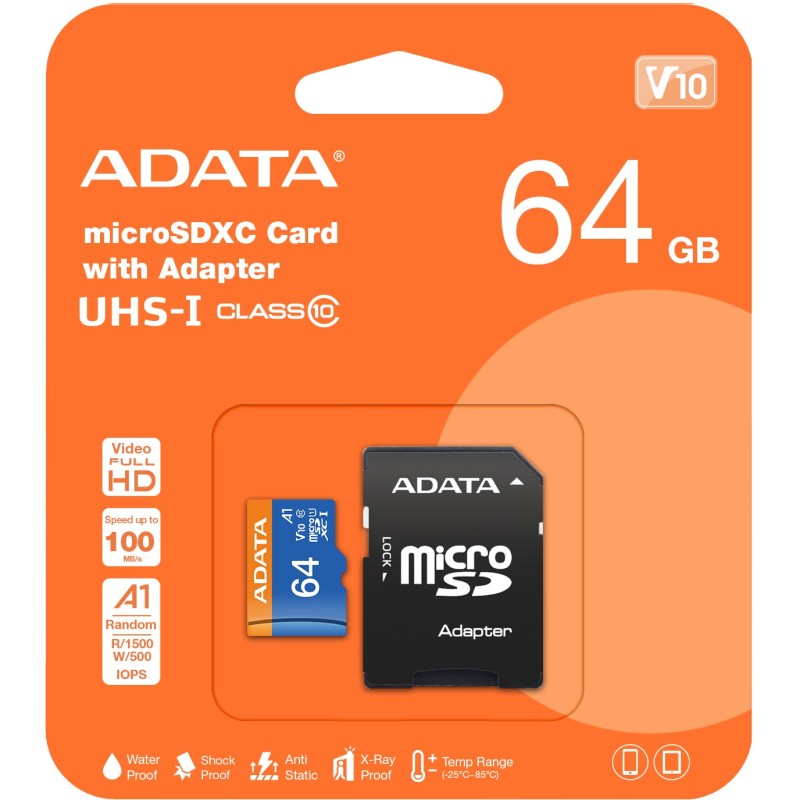 Buy ADATA MicroSD 64GB SDXC UHS-I Class 10 - microSD Card (Retail) in Cyprus, Nicosia, Limassol, Larnaka, Pafos