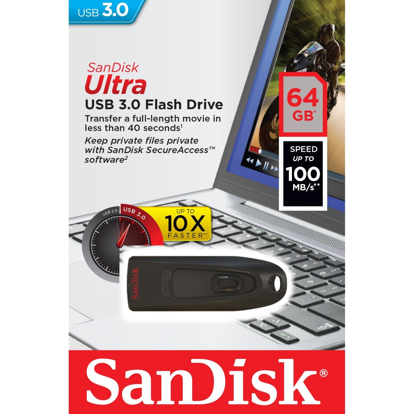 SanDisk Ultra USB 3.0 Stick - 64GB - Black — Buy in Cyprus with Fast Delivery