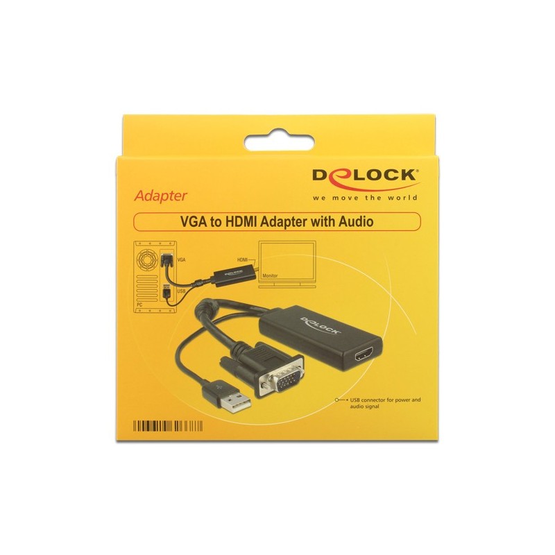 Buy DELOCK VGA to HDMI Adapter with Audio - Black in Cyprus, Nicosia, Limassol, Larnaka, Pafos