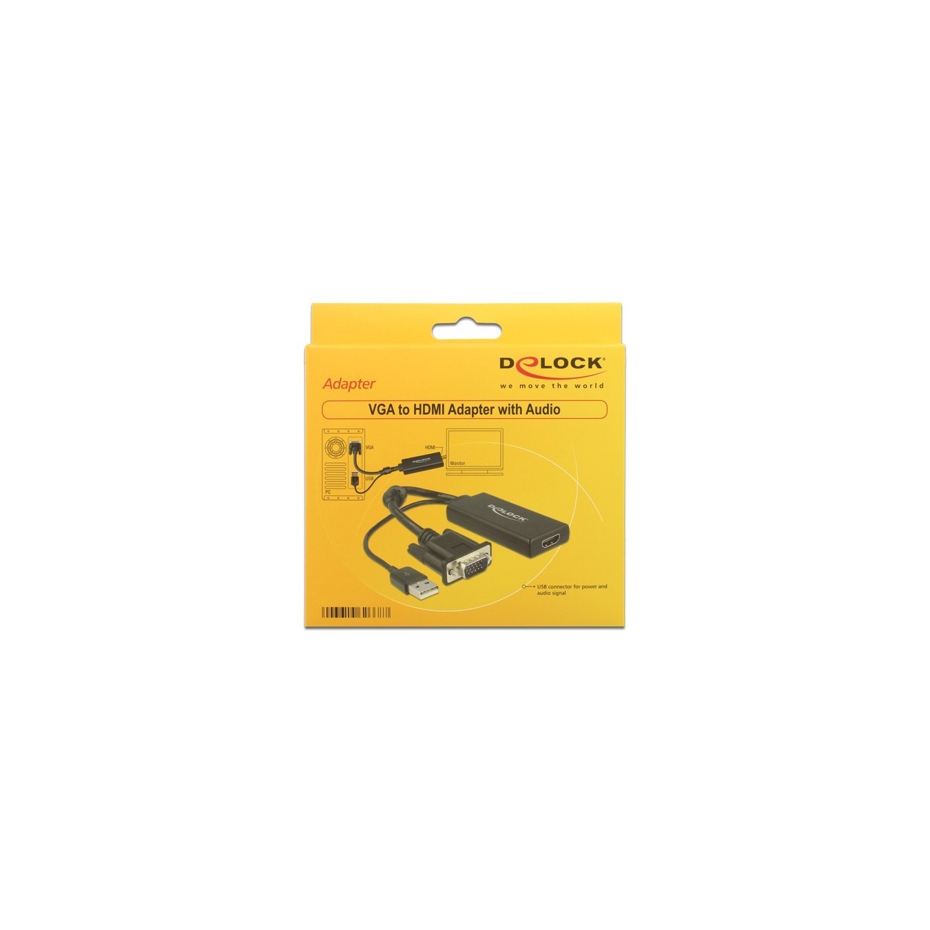 DELOCK VGA to HDMI Adapter with Audio - Black — Buy in Cyprus with Fast Delivery