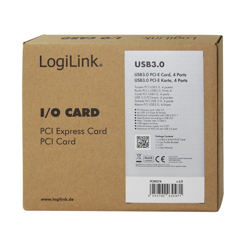 Buy LogiLink 4-Port USB 3.0 PCIe Expansion Card in Cyprus, Nicosia, Limassol, Larnaka, Pafos