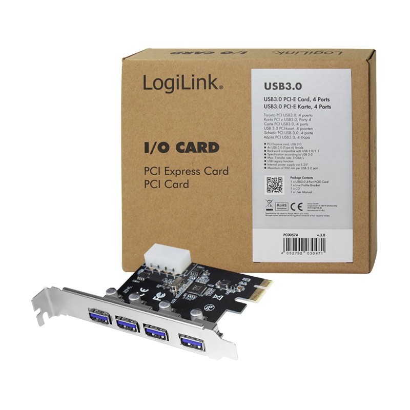 Buy LogiLink 4-Port USB 3.0 PCIe Expansion Card in Cyprus, Nicosia, Limassol, Larnaka, Pafos