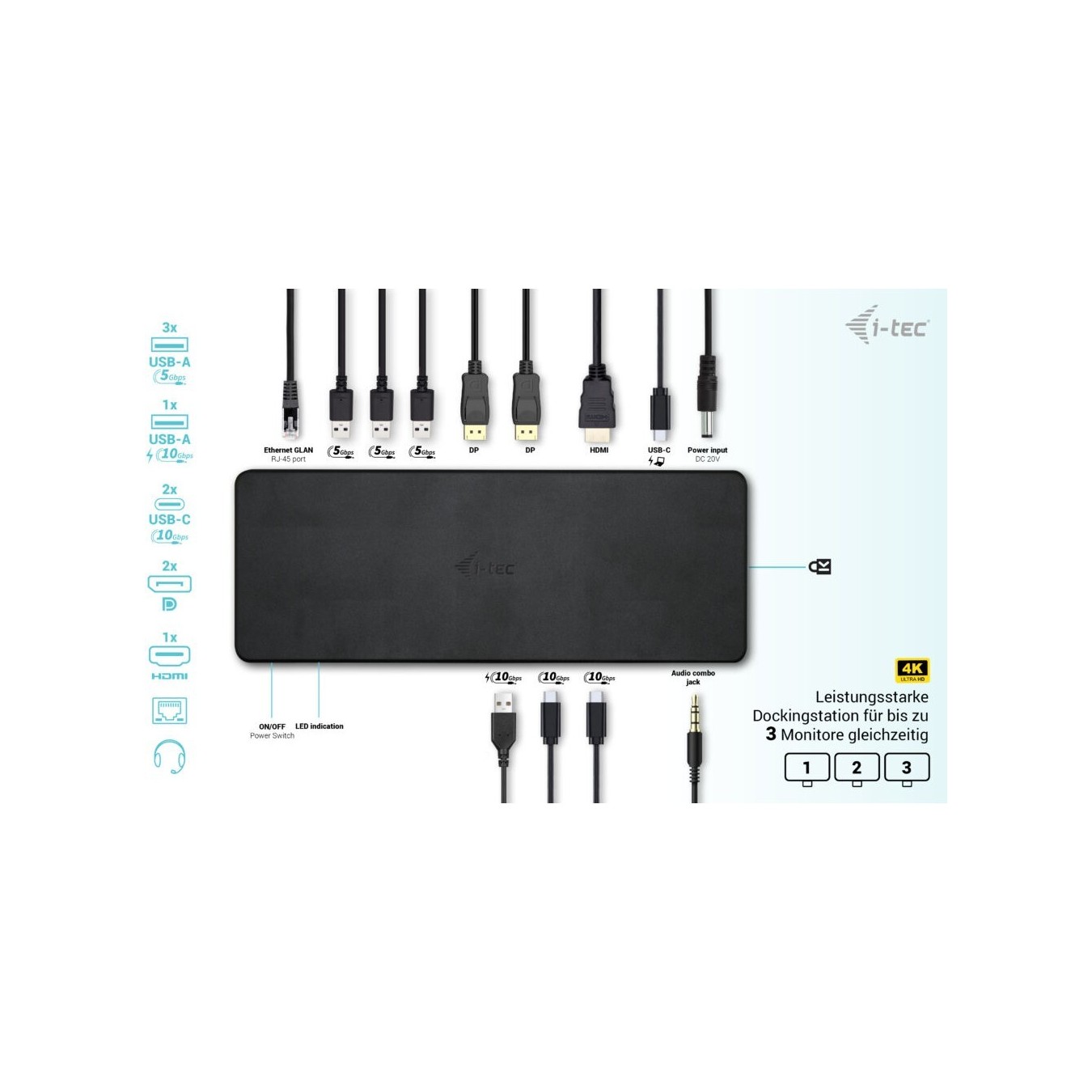 D I-TEC USB-C Gen2 Thunderbolt 3 Docking Station - TB3 Dock — Buy in Cyprus with Fast Delivery