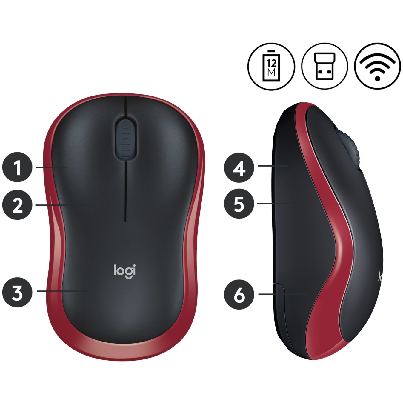 Logitech M185 Wireless Mouse - M185 - Red — Buy in Cyprus with Fast Delivery