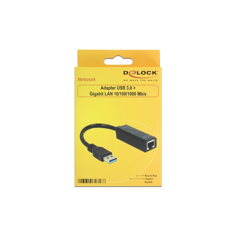 Buy DeLock USB 3.0 to Gigabit LAN (ST-BU) Adapter Black - ST-BU - USB 3.0, Gigab... in Cyprus, Nicosia, Limassol, Larnaka, Pafos