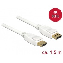Delock DisplayPort 1.2 Cable - DP Plug to DP Plug - 4K 60 Hz - 1.5 m - White — Buy in Cyprus with Fast Delivery