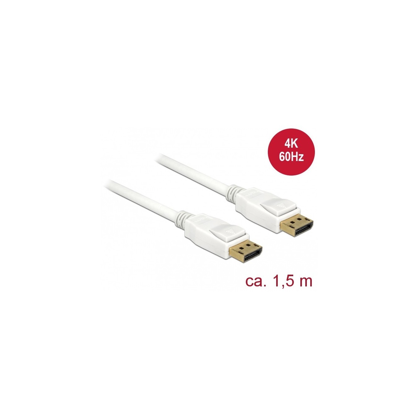 Delock DisplayPort 1.2 Cable - DP Plug to DP Plug - 4K 60 Hz - 1.5 m - White — Buy in Cyprus with Fast Delivery
