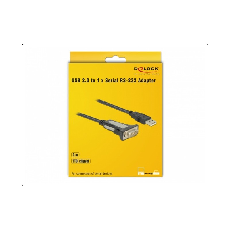 Buy DELOCK USB 2.0 Type-A to Serial RS-232 DB9 Adapter - 3 m Cable in Cyprus, Nicosia, Limassol, Larnaka, Pafos