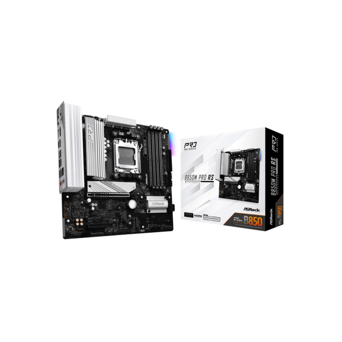 ASRock B850M Pro RS - B850M Pro RS - AM5 microATX, DDR5, 256GB, PCIe 5.0, HDMI 2.1, 2.5GbE, Black
