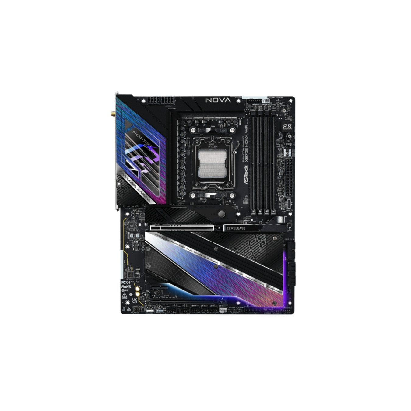 ASRock X870E Nova WiFi - AM5 ATX Motherboard - DDR5, 4x DIMM (256GB), PCIe 5.0, Wi-Fi 7, 5Gb LAN