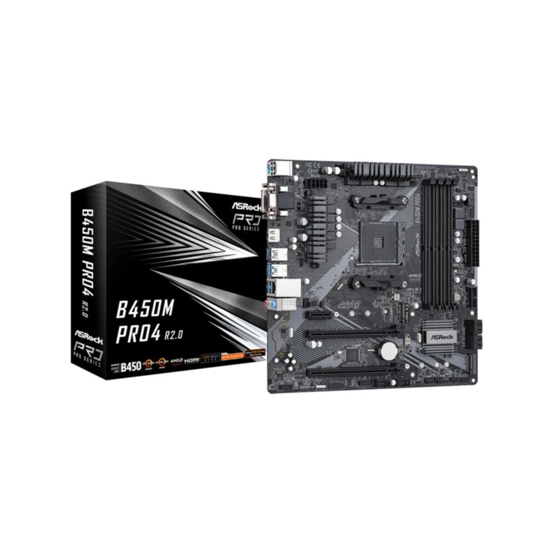 Buy ASRock B450M Pro4 R2.0 - Micro-ATX AM4 Motherboard - 128GB DDR4, Dual M.2, U... in Cyprus, Nicosia, Limassol, Larnaka, Pafos