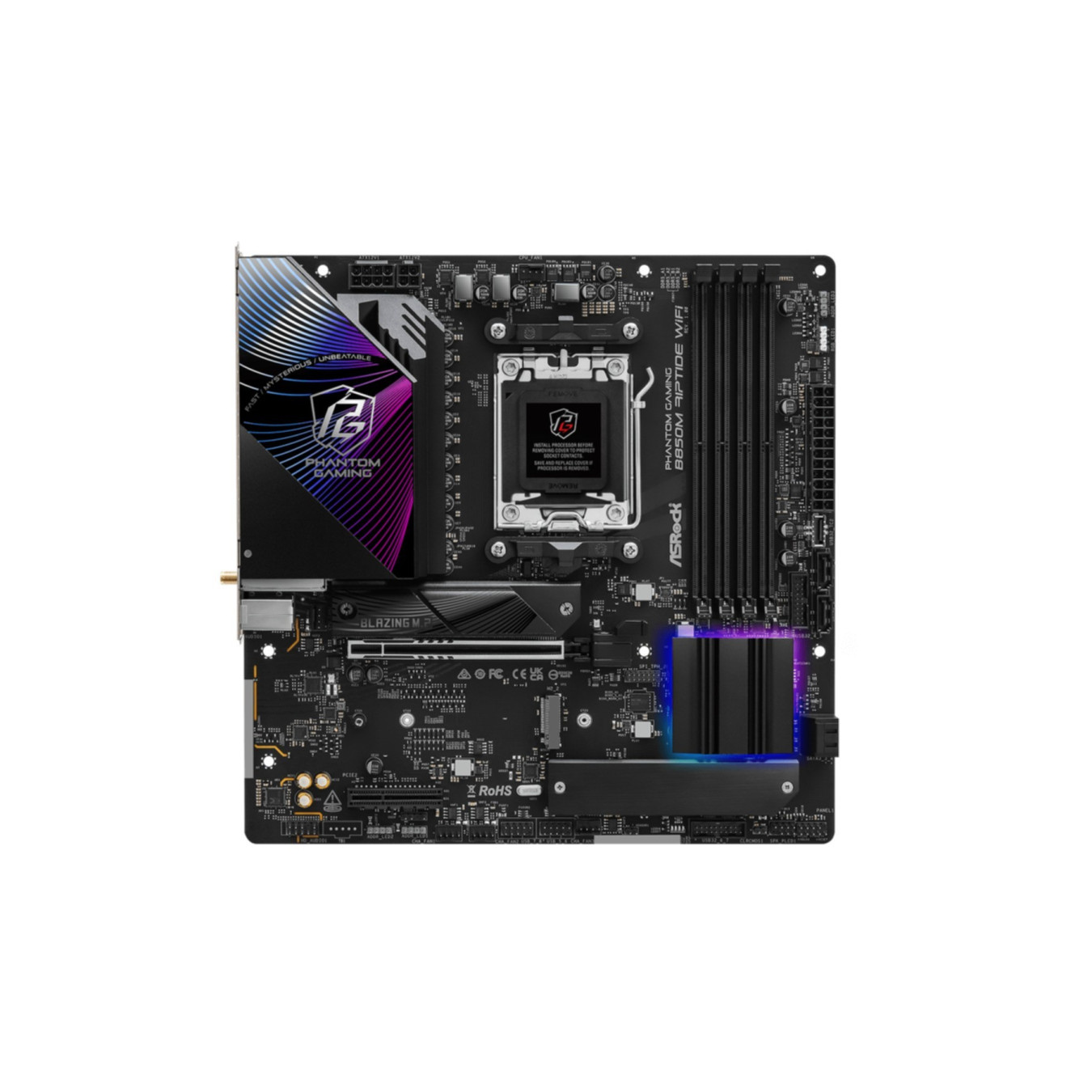 ASRock B850M Riptide WiFi - AM5 microATX DDR5 Motherboard, 4 DIMM 256GB, PCIe 5.0 x16, 2.5Gb LAN, Wi-Fi 7 (Black)