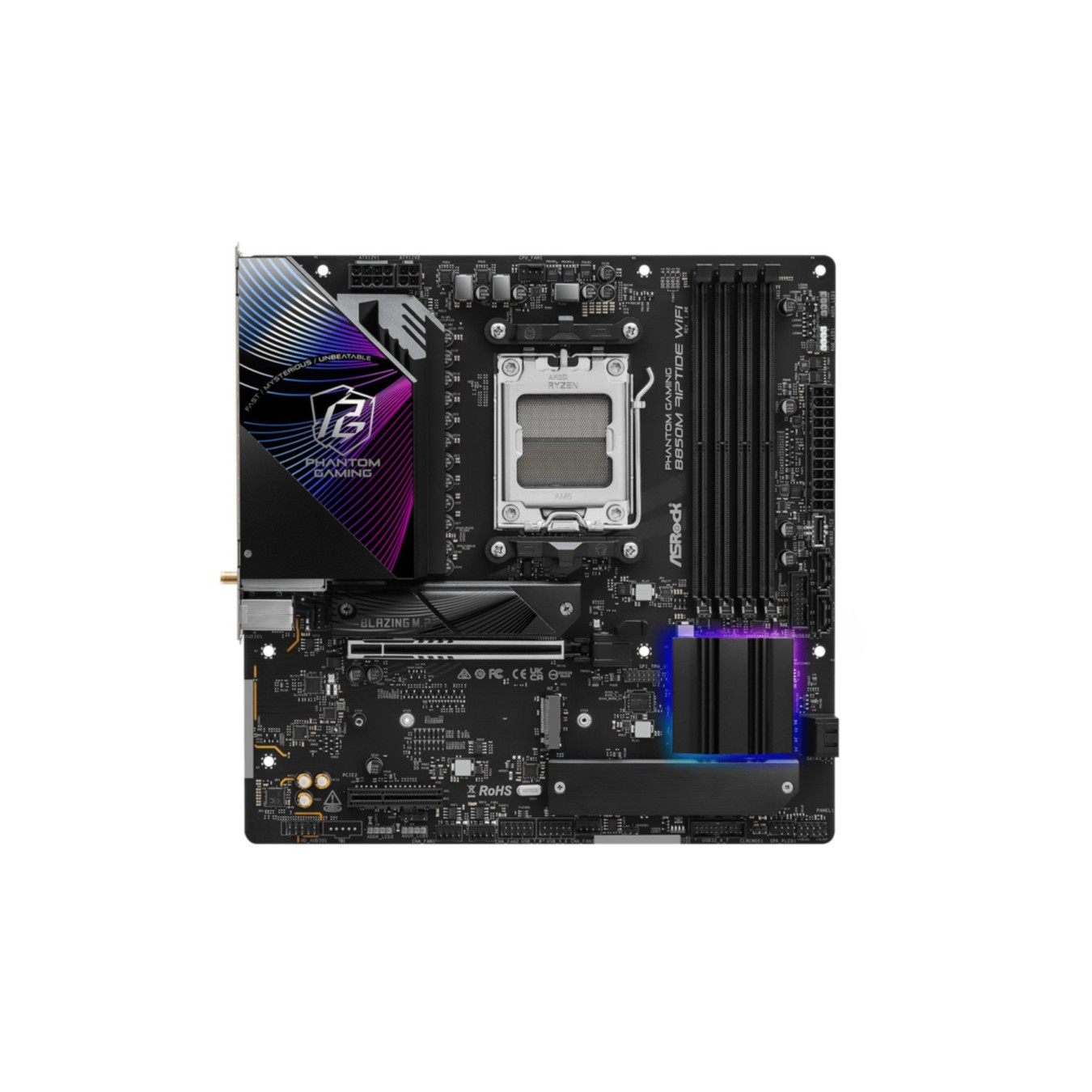 ASRock B850M Riptide WiFi - AM5 microATX DDR5 Motherboard, 4 DIMM 256GB, PCIe 5.0 x16, 2.5Gb LAN, Wi-Fi 7 (Black)