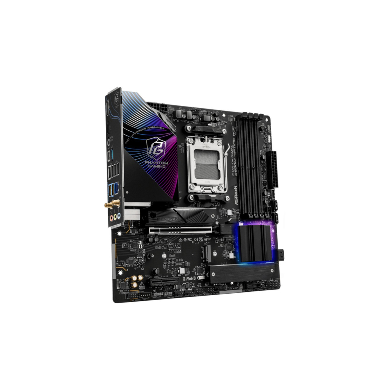 ASRock B850M Riptide WiFi - AM5 microATX DDR5 Motherboard, 4 DIMM 256GB, PCIe 5.0 x16, 2.5Gb LAN, Wi-Fi 7 (Black)