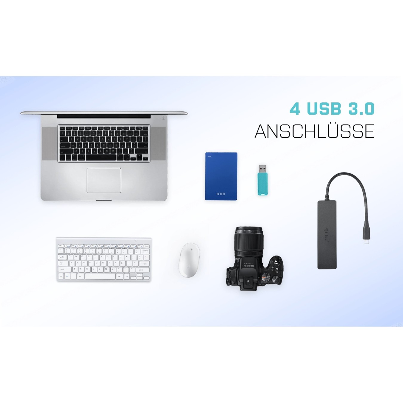 D I-TEC USB-C Slim 4-Port Hub - USB-C Host, 4x USB-A Ports, Compact — Buy in Cyprus with Fast Delivery