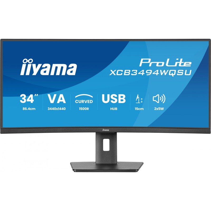 Buy IIYAMA 86.7cm (34') XCB3494WQSU-B1 - 34'' Curved 21:9 IPS Monitor with 2x HD... in Cyprus, Nicosia, Limassol, Larnaka, Pafos