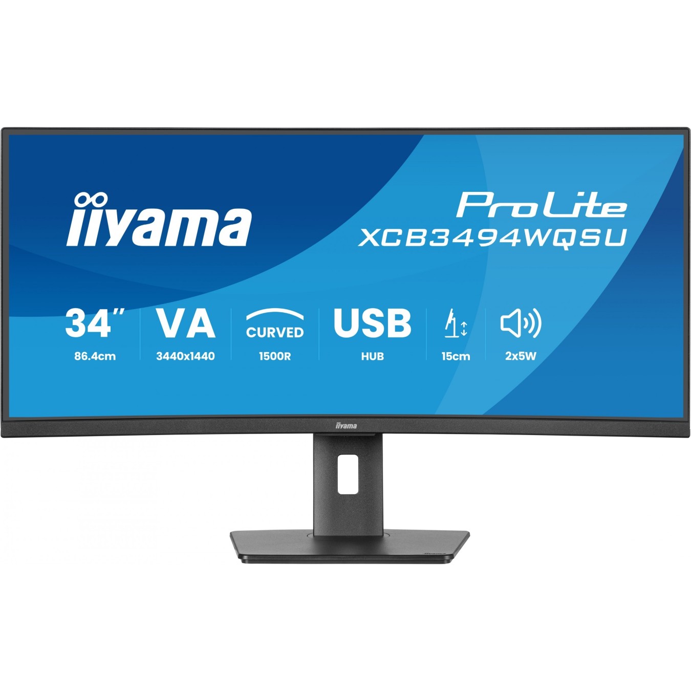 IIYAMA 86.7cm (34') XCB3494WQSU-B1 - 34'' Curved 21:9 IPS Monitor with 2x HDMI, DP, USB — Buy in Cyprus with Fast Delivery