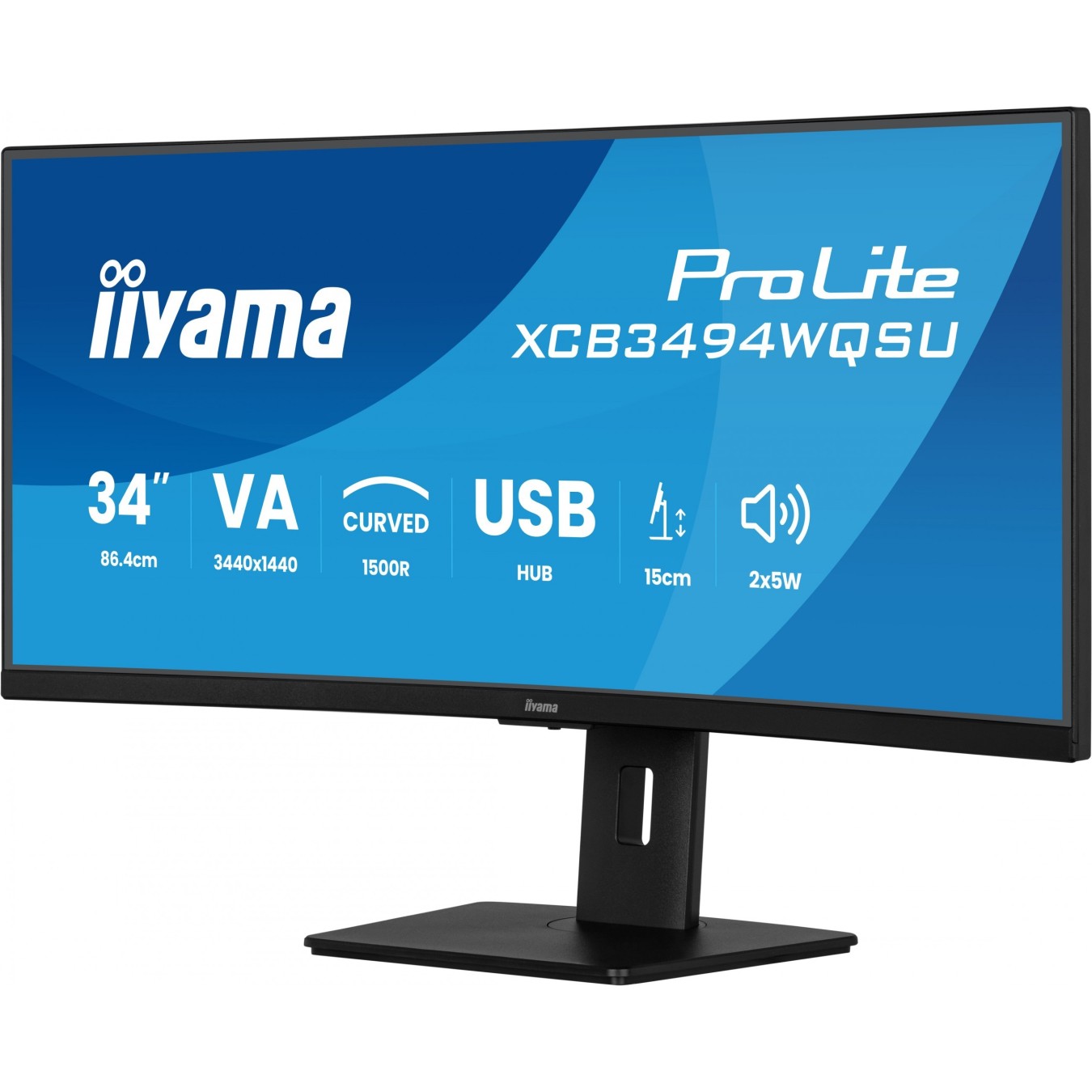 IIYAMA 86.7cm (34') XCB3494WQSU-B1 - 34'' Curved 21:9 IPS Monitor with 2x HDMI, DP, USB — Buy in Cyprus with Fast Delivery
