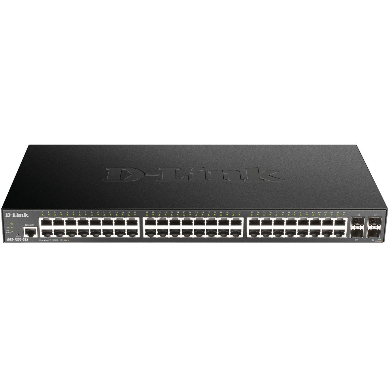 48+4P D-Link DGS-1250-52X - 48x1G RJ45 + 4xSFP+ uplinks, rackmount, web-managed — Buy in Cyprus with Fast Delivery
