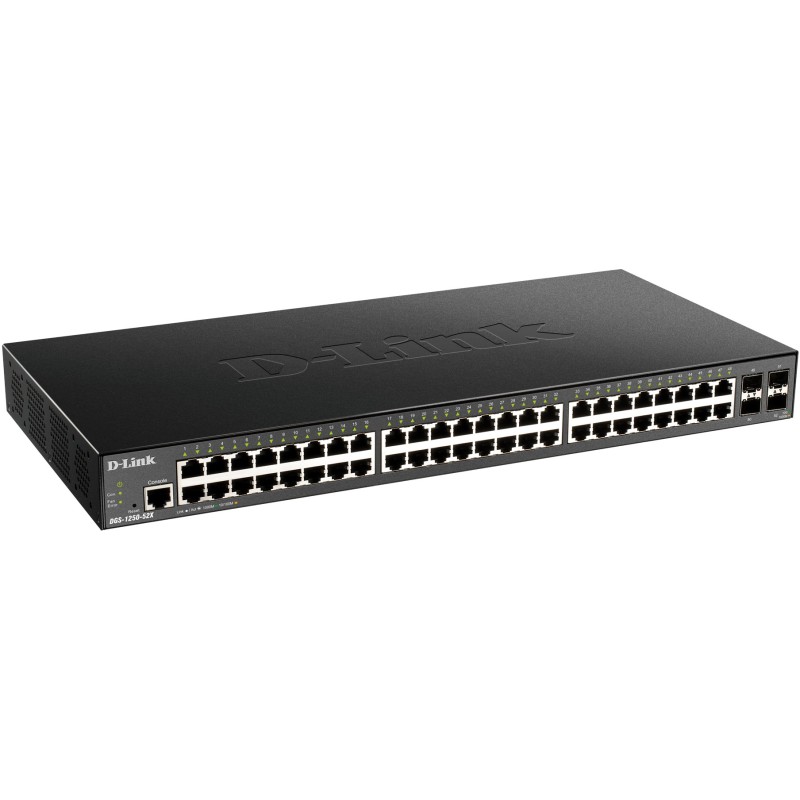 Buy 48+4P D-Link DGS-1250-52X - 48x1G RJ45 + 4xSFP+ uplinks, rackmount, web-managed in Cyprus, Nicosia, Limassol, Larnaka, Pafos
