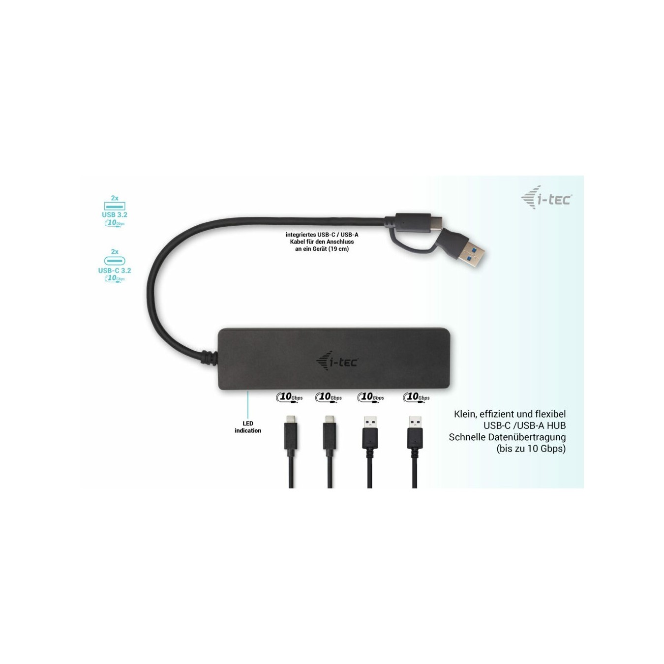 D I-TEC USB-C HUB 2+2X USB-C A - USB-C Hub with 4 ports (2x USB-C + 2x USB-A) — Buy in Cyprus with Fast Delivery
