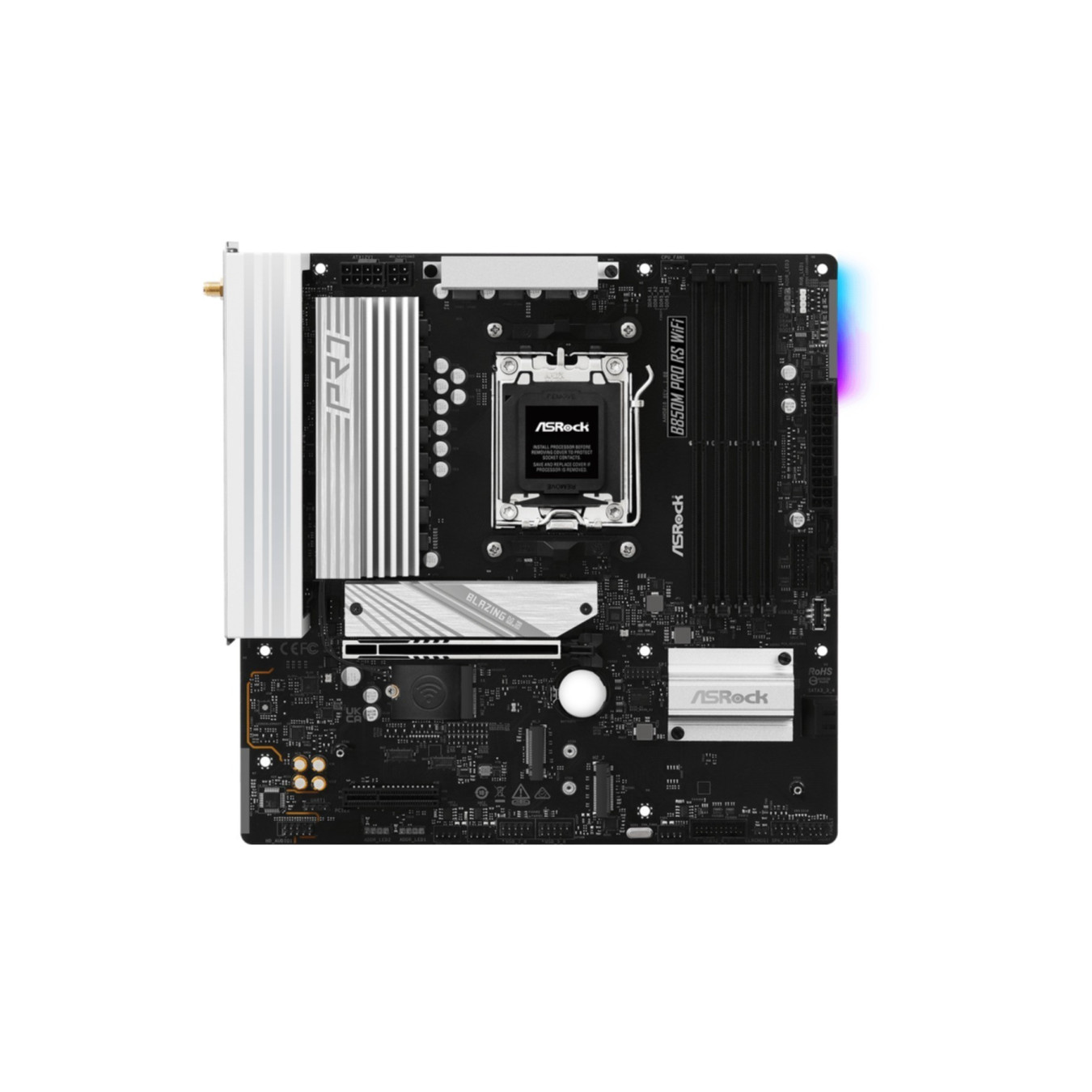 ASRock B850M Pro RS WiFi - B850M Pro RS - AM5 micro-ATX, DDR5, 256GB max, Wi‑Fi 6E, 2.5Gb LAN, HDMI 2.1 (Black)