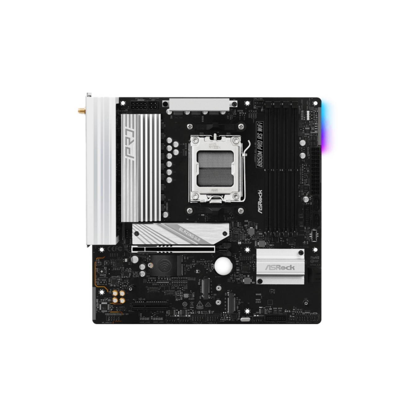 ASRock B850M Pro RS WiFi - B850M Pro RS - AM5 micro-ATX, DDR5, 256GB max, Wi‑Fi 6E, 2.5Gb LAN, HDMI 2.1 (Black)
