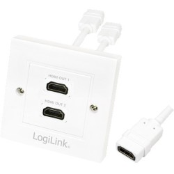 Logilink HDMI Adapter - Wall Socket, 2-Port - Color: White — Buy in Cyprus with Fast Delivery