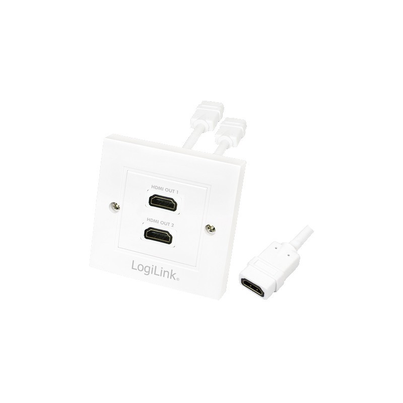 Logilink HDMI Adapter - Wall Socket, 2-Port - Color: White — Buy in Cyprus with Fast Delivery