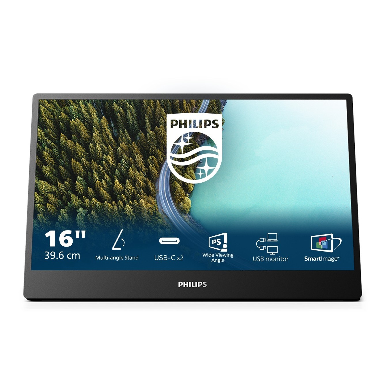 Philips Portable IPS Monitor - 16B1P3302D - Black, 16:9, 1080p, 75Hz, 2x USB-C — Buy in Cyprus with Fast Delivery