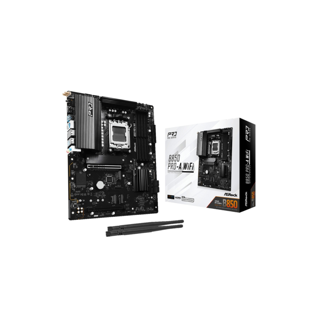 ASRock B850 Pro-A WiFi (AM5) - ATX DDR5 Motherboard, 4x M.2, 256GB Max, Wi-Fi 6E, 2.5Gb LAN, HDMI 2.1 - Black