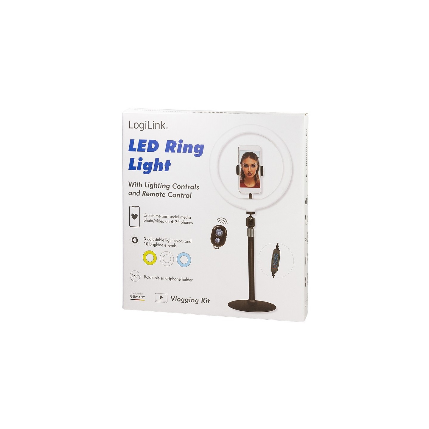 Logilink Smartphone Ring Light Tripod with Remote - Diameter 25 cm - USB-Powered — Buy in Cyprus with Fast Delivery