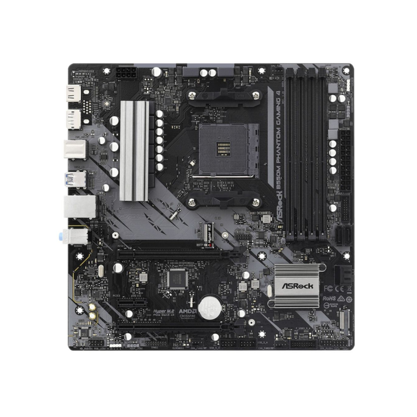 ASRock B550M Phantom Gaming 4 - AM4 Micro-ATX Gaming Motherboard - B550, 128GB DDR4, Dual M.2, PCIe 4.0